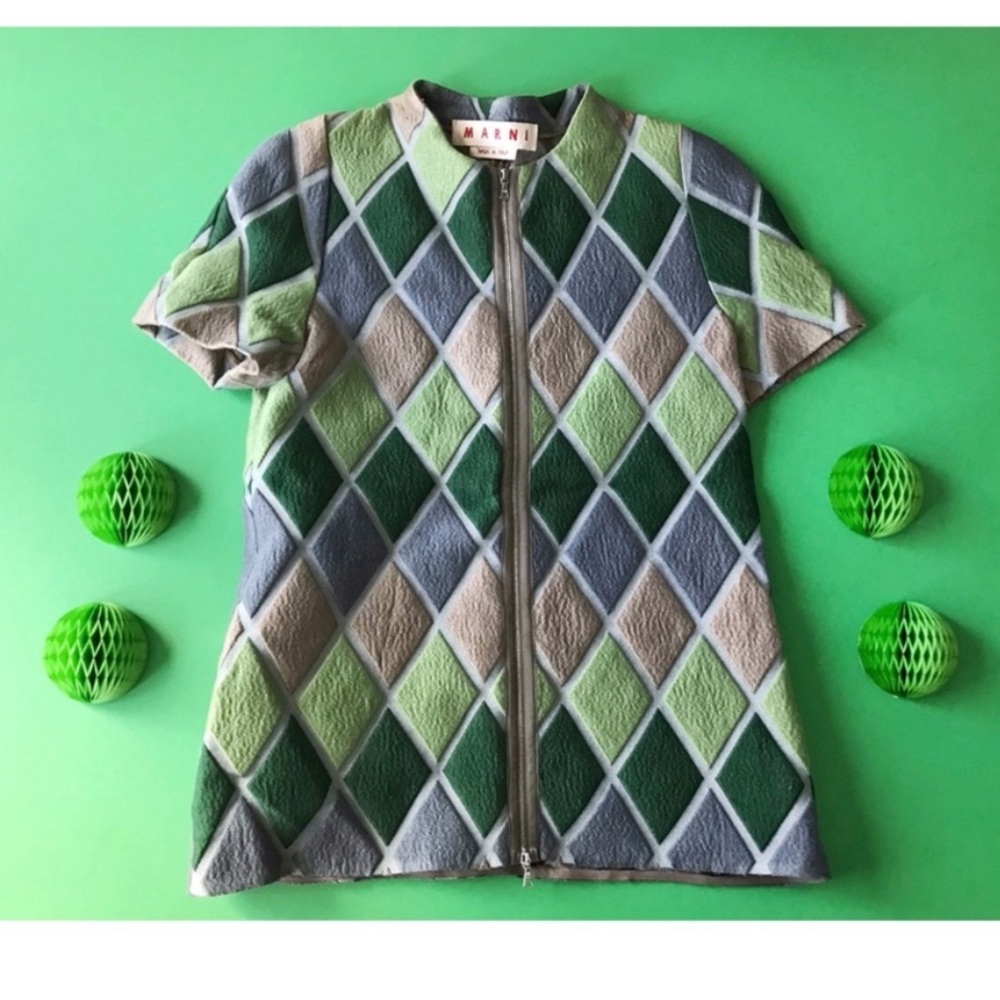 Marni Brocade Diamond Pattern Jacket size 2, Italian 38